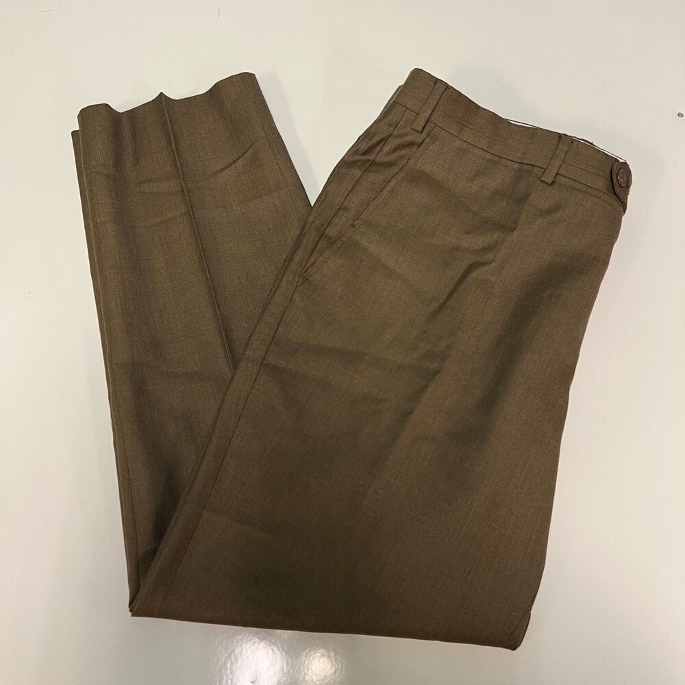 Santorelli Luxury Serge Romeo Wool Dress Pants Tan 38x28 Italy
